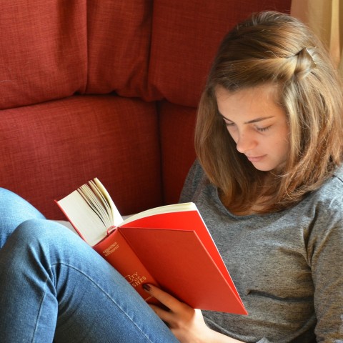 Sitting on sofa